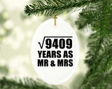 97th Anniversary Square Root of 9409 Years As Mr & Mrs - Oval Ornament