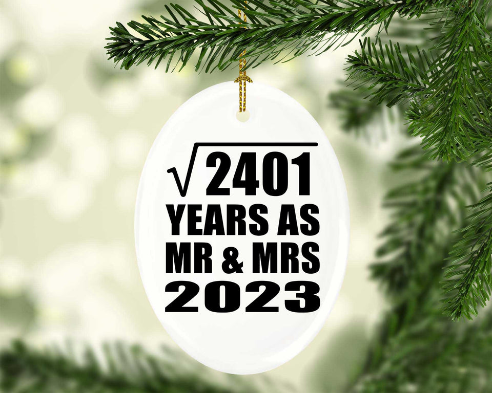 49th Anniversary Square Root of 2401 Years As Mr & Mrs 2023 - Oval Ornament