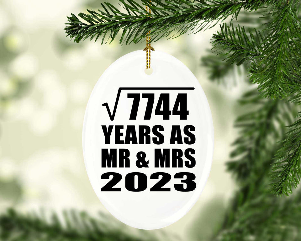88th Anniversary Square Root of 7744 Years As Mr & Mrs 2023 - Oval Ornament