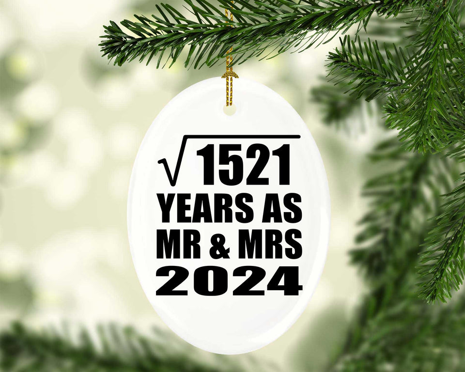 39th Anniversary Square Root of 1521 Years As Mr & Mrs 2024 - Oval Ornament