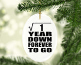 1st Anniversary Square Root of 1 Year Down Forever To Go - Oval Ornament