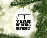 1st Anniversary Square Root of 1 Year of Mr Perfect - Oval Ornament