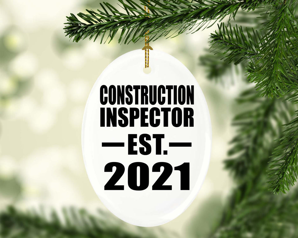 Construction Inspector Established EST. 2021 - Oval Ornament