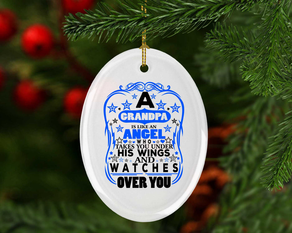 Grandpa Is Like An Angel Takes You Under His Wings - Oval Ornament