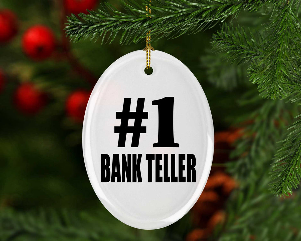 Number One #1 Bank Teller - Oval Ornament