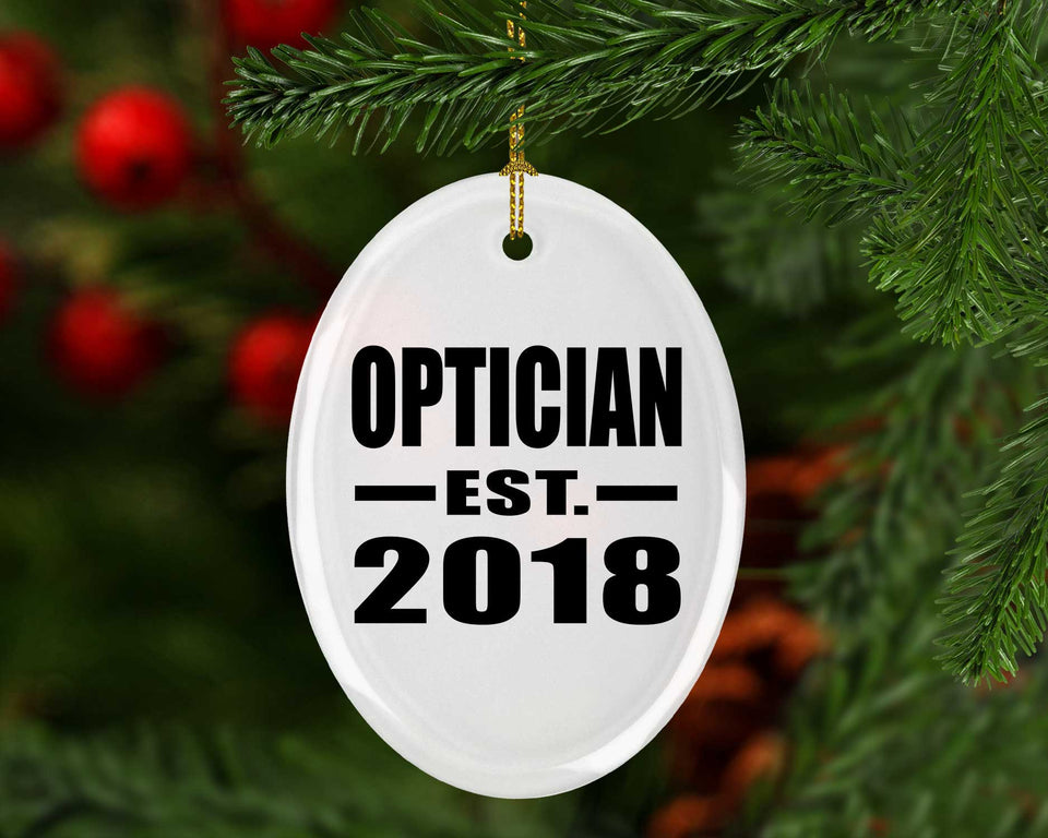 Optician Established EST. 2018 - Oval Ornament