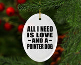 All I Need Is Love And A Pointer Dog - Oval Ornament