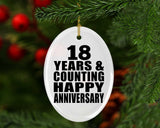 Happy 18th Anniversary 18 Years & Counting - Oval Ornament