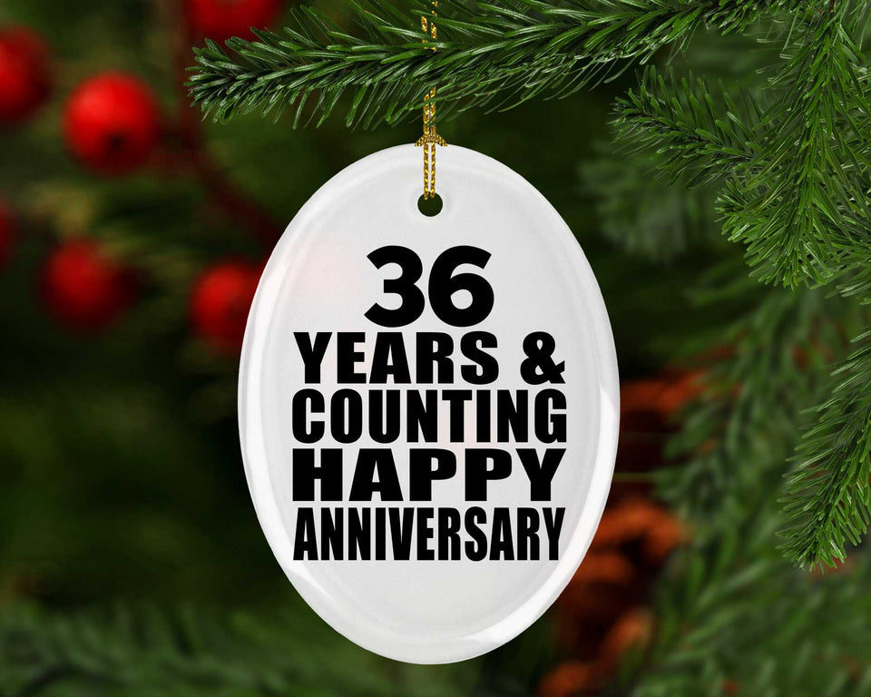 Happy 36th Anniversary 36 Years & Counting - Oval Ornament