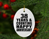 Happy 38th Anniversary 38 Years & Counting - Oval Ornament