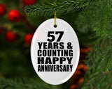 Happy 57th Anniversary 57 Years & Counting - Oval Ornament