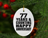 Happy 77th Anniversary 77 Years & Counting - Oval Ornament