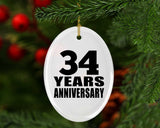 34th Anniversary 34 Years - Oval Ornament
