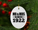 102nd Anniversary Mr & Mrs Since 1922 - Oval Ornament