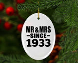91st Anniversary Mr & Mrs Since 1933 - Oval Ornament