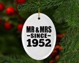 72nd Anniversary Mr & Mrs Since 1952 - Oval Ornament