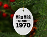 54th Anniversary Mr & Mrs Since 1970 - Oval Ornament