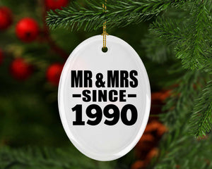 34th Anniversary Mr & Mrs Since 1990 - Oval Ornament