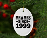 25th Anniversary Mr & Mrs Since 1999 - Oval Ornament