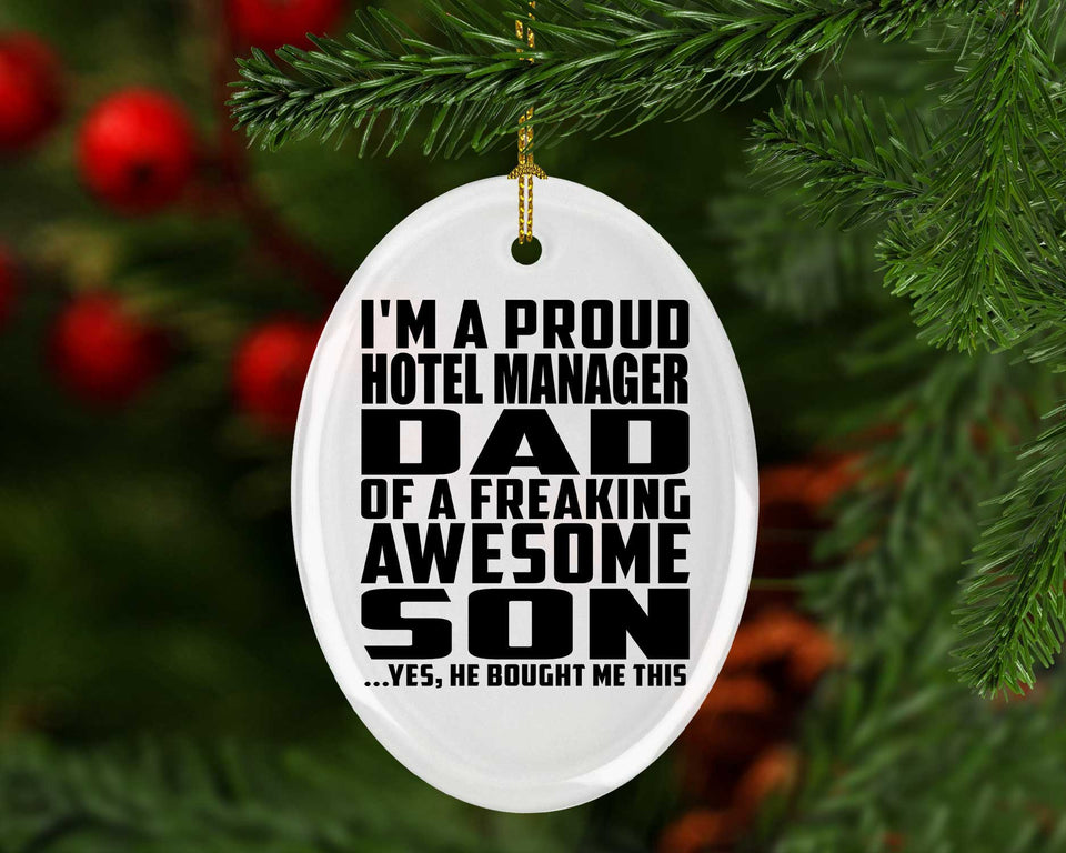 Proud Hotel Manager Dad Of Awesome Son - Oval Ornament