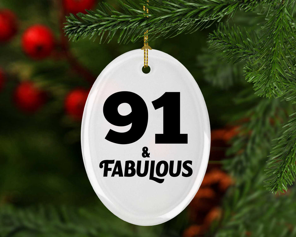 91st Birthday 91 & Fabulous - Oval Ornament