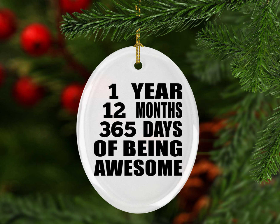 1st Birthday 1 Year 12 Months 365 Days Of Awesome - Oval Ornament