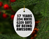 17th Birthday 17 Years 204 Months 6209 Days Of Awesome - Oval Ornament