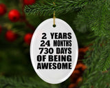 2nd Birthday 2 Years 24 Months 730 Days Of Awesome - Oval Ornament
