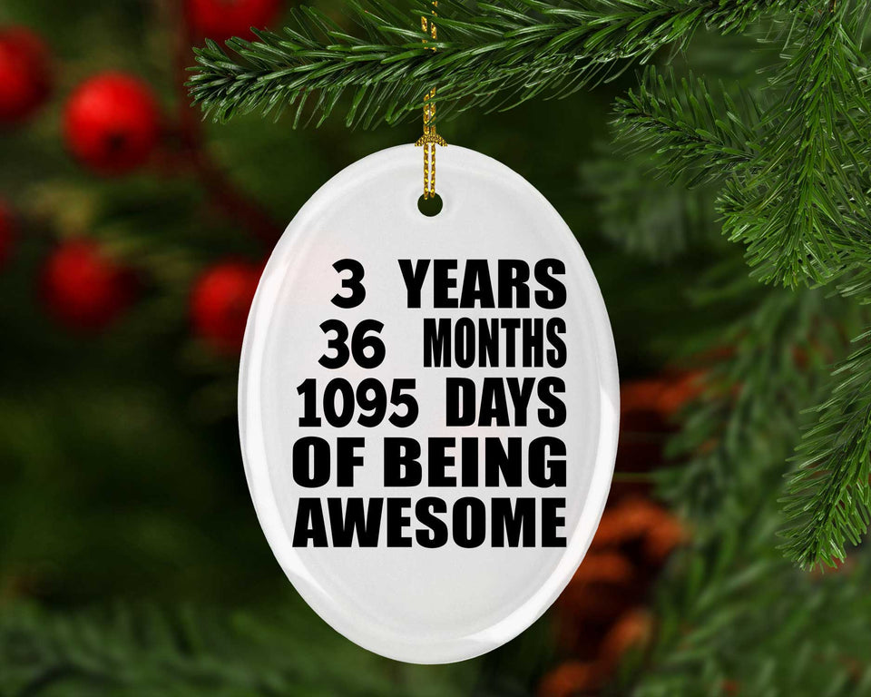 3rd Birthday 3 Years 36 Months 1095 Days Of Awesome - Oval Ornament