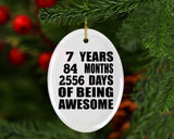 7th Birthday 7 Years 84 Months 2556 Days Of Awesome - Oval Ornament