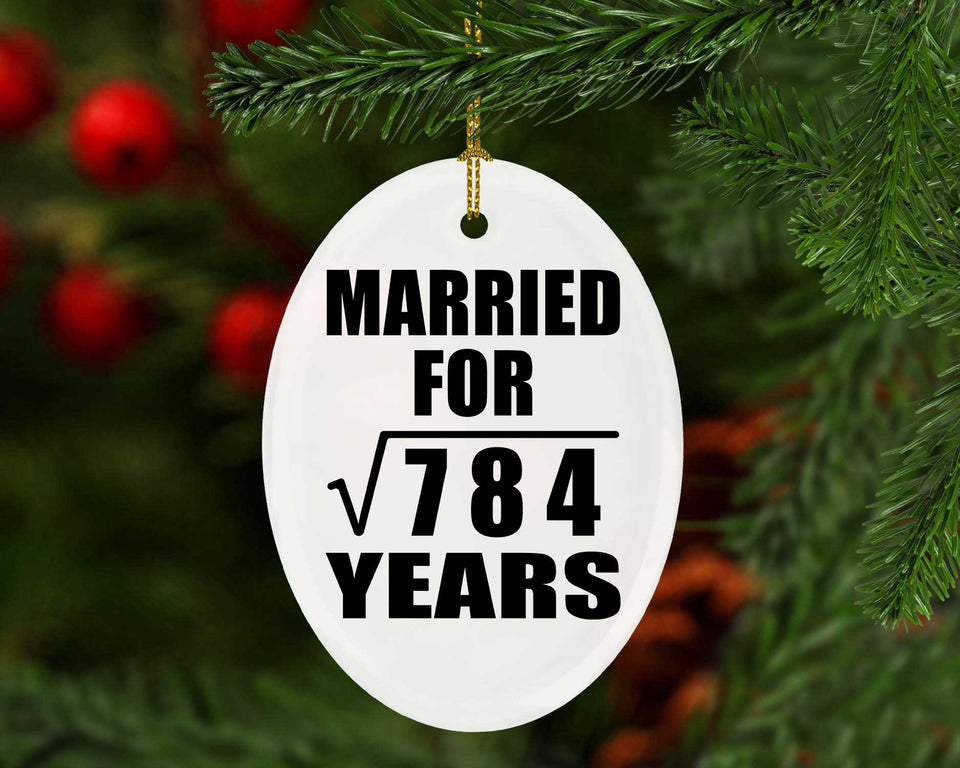28th Anniversary Married For Square Root of 784 Years - Oval Ornament