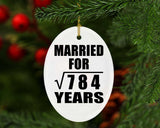 28th Anniversary Married For Square Root of 784 Years - Oval Ornament