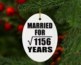 34th Anniversary Married For Square Root of 1156 Years - Oval Ornament