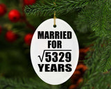 73rd Anniversary Married For Square Root of 5329 Years - Oval Ornament
