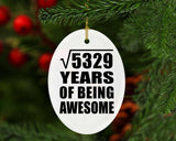 73rd Birthday Square Root of 5329 Years of Being Awesome - Oval Ornament
