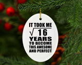4th Birthday Took Square Root of 16 Years To Awesome - Oval Ornament