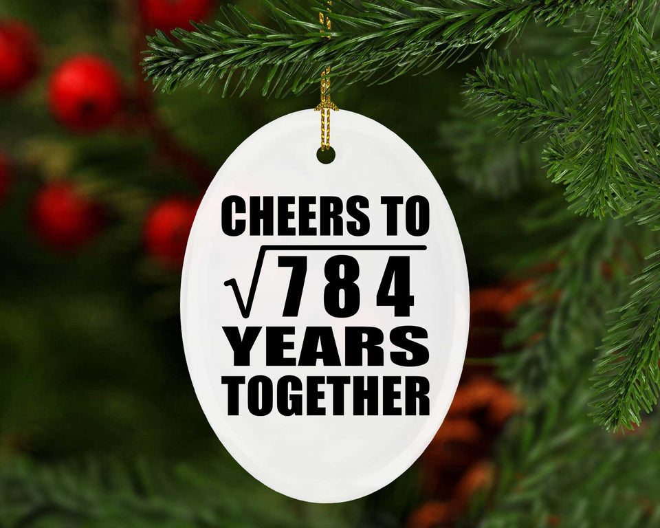 28th Anniversary Cheers To Square Root of 784 Years Together - Oval Ornament