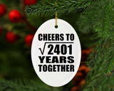 49th Anniversary Cheers To Square Root of 2401 Years Together - Oval Ornament