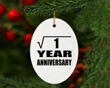 1st Anniversary Square Root of 1 Year Anniversary - Oval Ornament