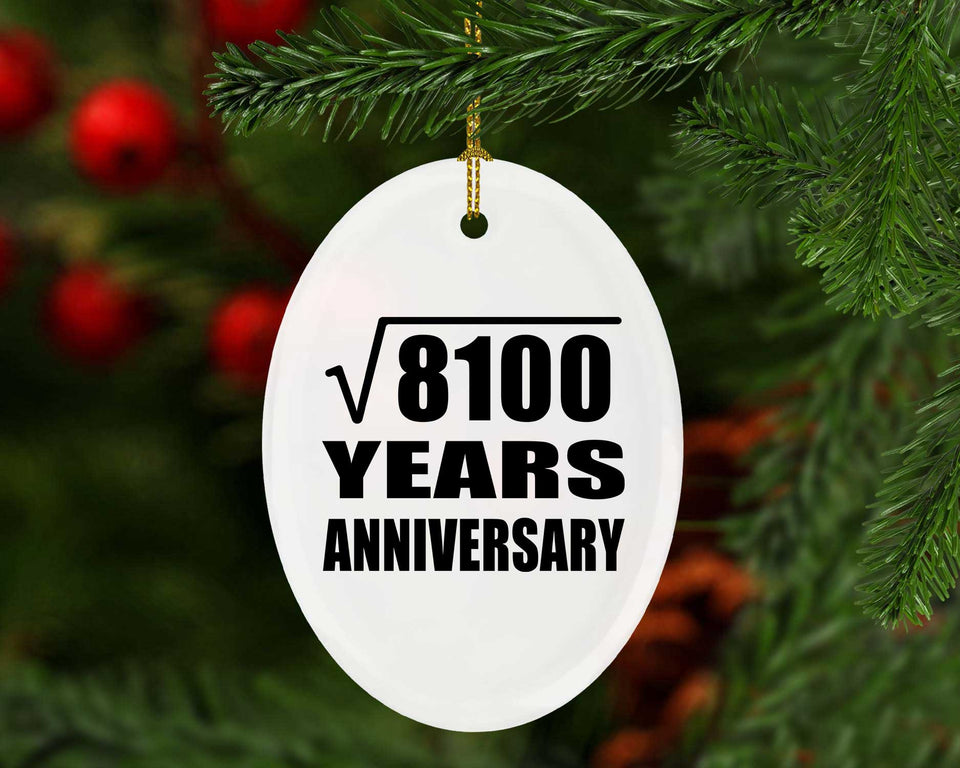 90th Anniversary Square Root of 8100 Years Anniversary - Oval Ornament