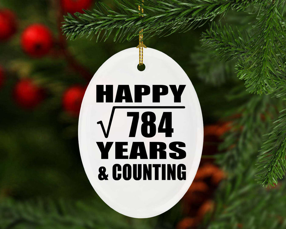 Happy 28th Anniversary Square Root of 784 Years & Counting - Oval Ornament