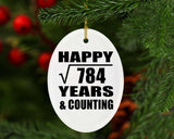 Happy 28th Anniversary Square Root of 784 Years & Counting - Oval Ornament