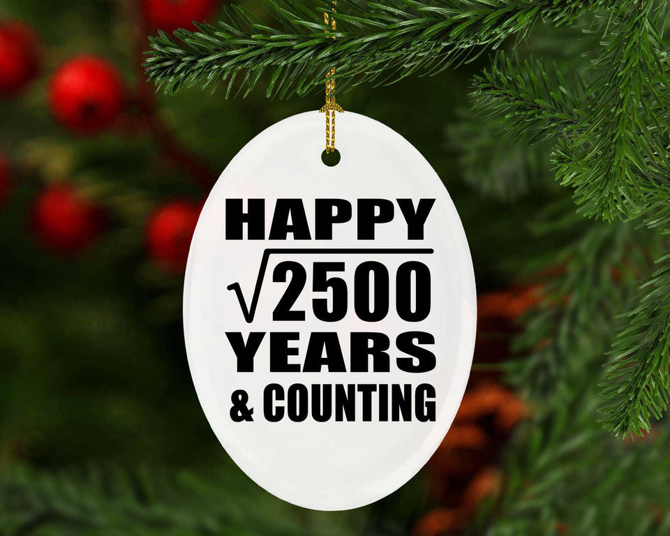 Happy 50th Anniversary Square Root of 2500 Years & Counting - Oval Ornament