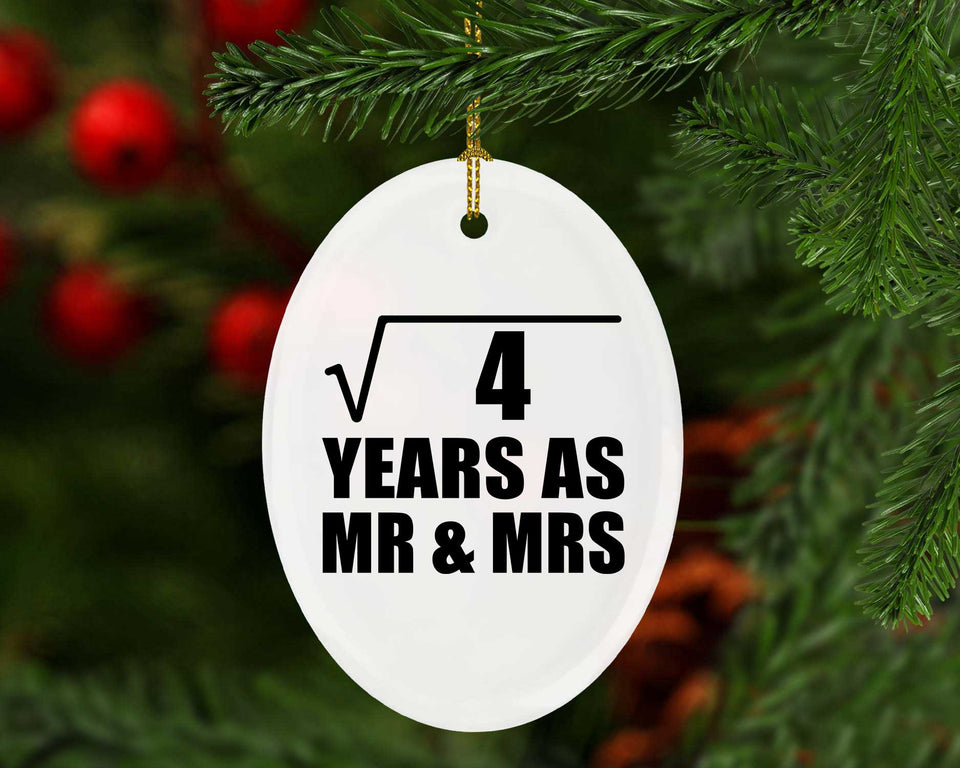 2nd Anniversary Square Root of 4 Years As Mr & Mrs - Oval Ornament