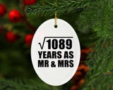 33rd Anniversary Square Root of 1089 Years As Mr & Mrs - Oval Ornament
