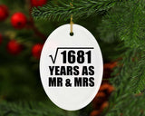 41st Anniversary Square Root of 1681 Years As Mr & Mrs - Oval Ornament