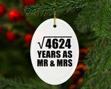 68th Anniversary Square Root of 4624 Years As Mr & Mrs - Oval Ornament