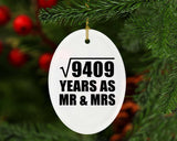 97th Anniversary Square Root of 9409 Years As Mr & Mrs - Oval Ornament
