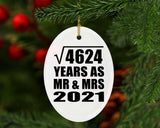 68th Anniversary Square Root of 4624 Years As Mr & Mrs 2021 - Oval Ornament