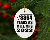 58th Anniversary Square Root of 3364 Years As Mr & Mrs 2022 - Oval Ornament